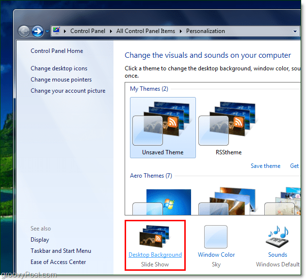 Ako otočiť obrázok na pozadí systému Windows 7 pomocou kanála RSS