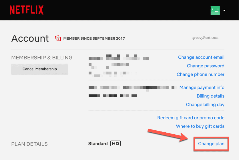 Zmena plánu predplatného Netflix