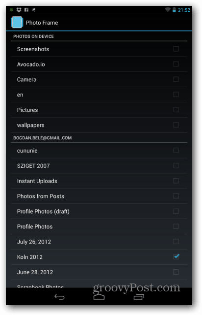 Priečinky Nexus 7 na fotografie