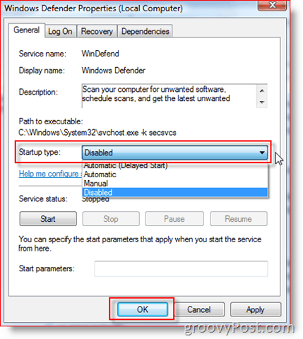 Vypnite službu Windows Defender v systéme Windows Server 2008 alebo Vista:: groovyPost.com