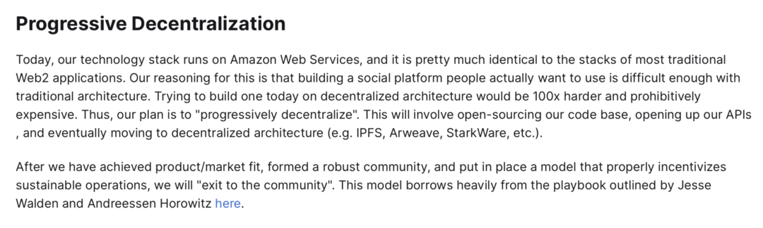 obrázok vyhlásenia o progresívnej decentralizácii na webovej stránke gm.xyz