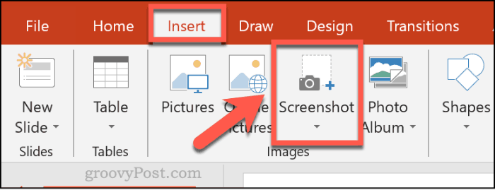 Vloženie snímky obrazovky v programe PowerPoint