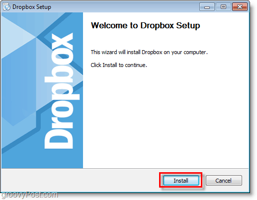 Snímka Dropbox - spustite inštaláciu / inštaláciu dropboxu