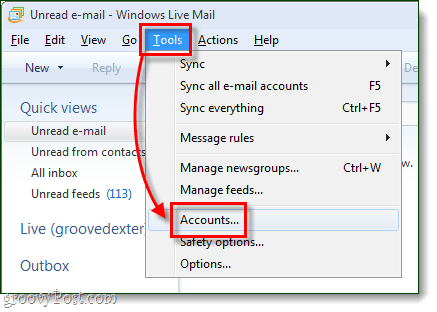 účty živých poštových nástrojov systému Windows