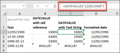 Funkcia DATEVALUE použitá v programe Microsoft Excel