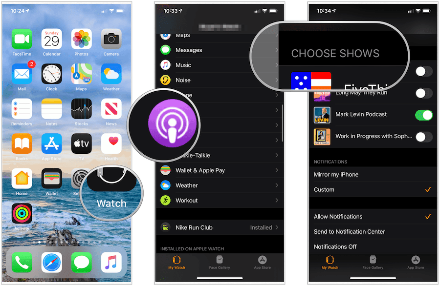 vyberte si podcasty na Apple Watch