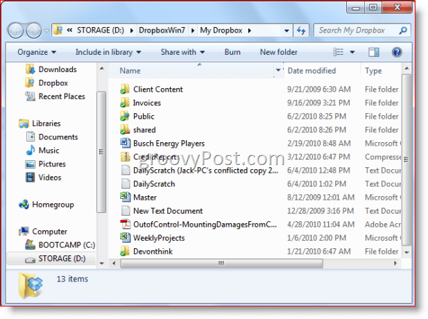 Windows 7 Priečinok Windows Dropbox