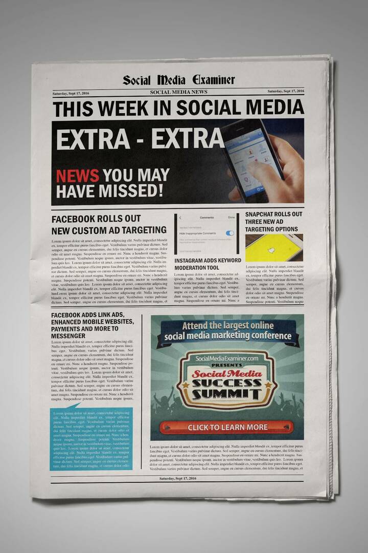 Vlastné publikum Facebooku teraz cieli na divákov plátna a ďalších noviniek v sociálnych sieťach na 17. septembra 2016.