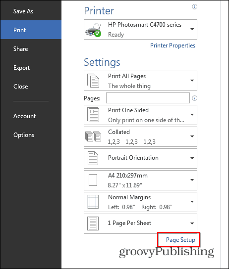 Brožúry programu Word 2013 Nastavenie tlačovej stránky súboru