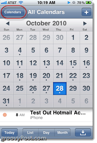 Kalendár služby Hotmail pre iPhone
