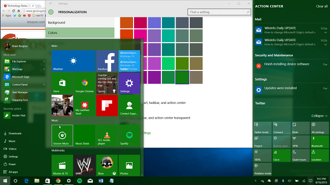 Stručný prehľad nových možností farieb pre systém Windows 10