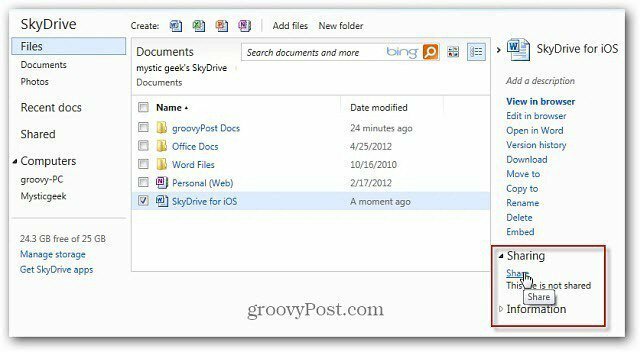 Zdieľajte súbory SkyDrive so skrátenou adresou URL