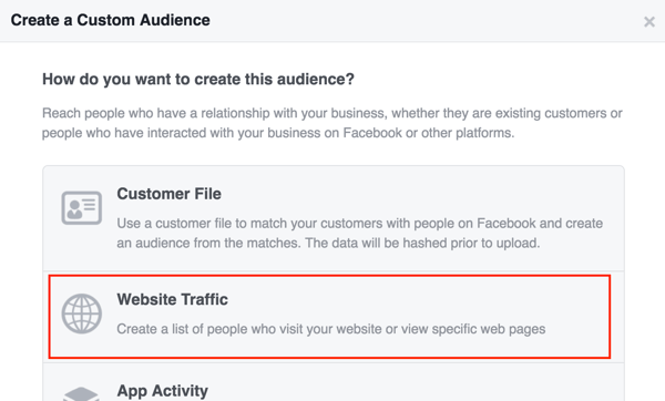 Vytvorte si vlastné publikum na Facebooku na základe prenosu na webe.