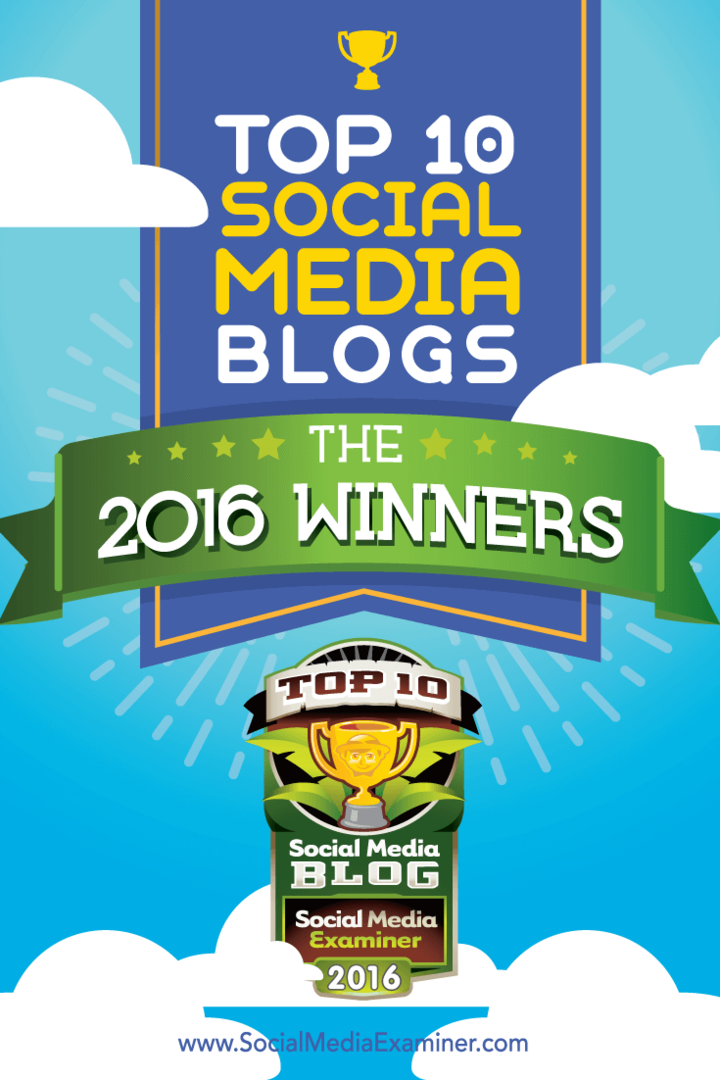 Desať najlepších víťazov blogov na sociálnych sieťach za rok 2016