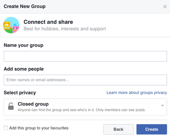 Vyplňte informácie o svojej skupine na Facebooku a pridajte členov.