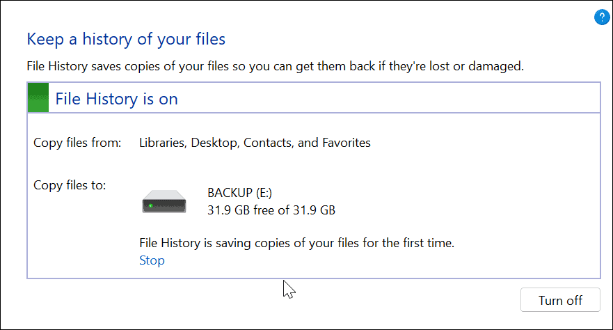 nastaviť históriu súborov v systéme Windows 11