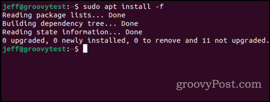 ubuntu apt install na opravu poškodených balíkov