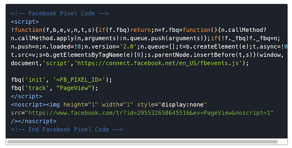 Pred akýmkoľvek vlastným kódom sa musí spustiť inicializačný pixel Facebooku.