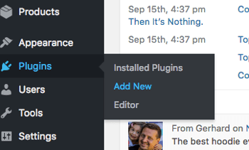 Pridajte nový doplnok WordPress na karte Pluginy.