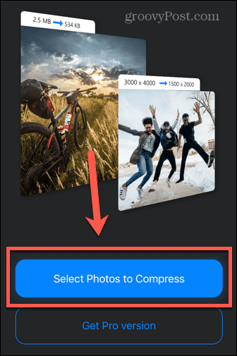 aplikácia na kompresiu fotografií vyberte fotografie