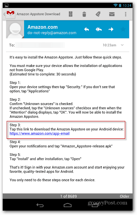 E-mailový odkaz Amazon