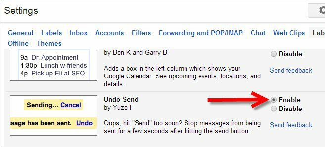 Ako povoliť zrušenie odoslania položiek odoslaných do Gmailu