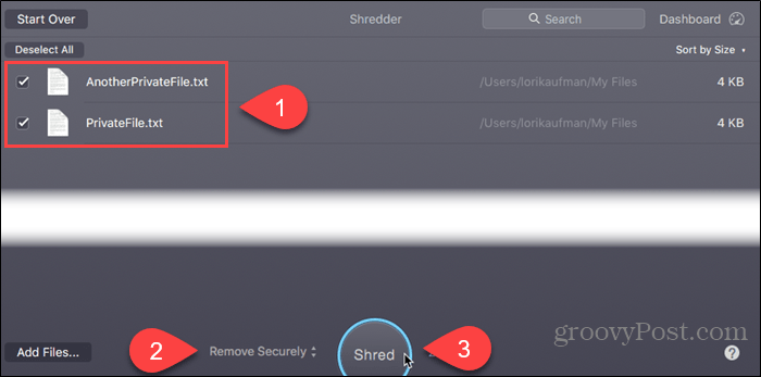Vyberte položku Odstrániť bezpečne a kliknite na položku Skartovať v CleanMyMac 3