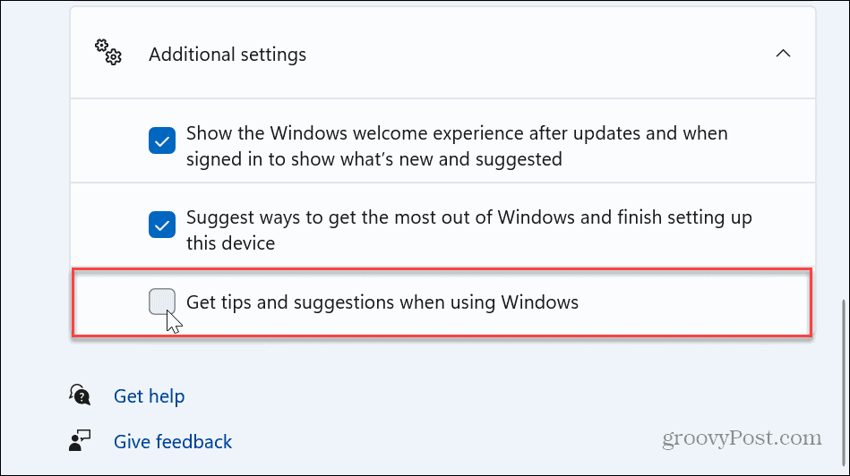 Zakázať upozornenia na tipy a návrhy pre Windows 11
