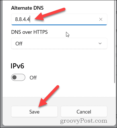 Nastavte alternatívne nastavenia DNS v systéme Windows 11