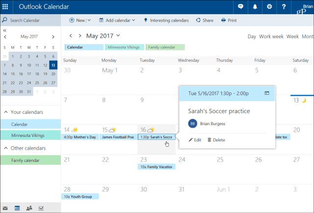 Kalendár programu Outlook