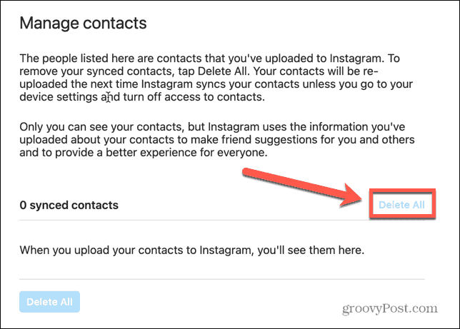 instagram odstrániť všetky kontakty