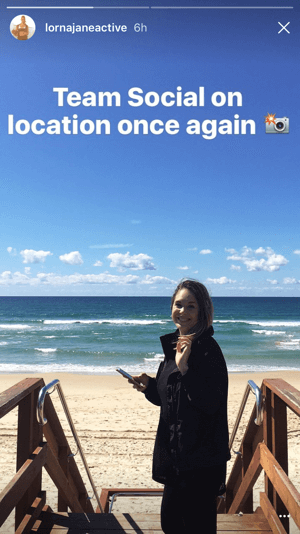 lorna jane aktívny instagramový príbeh