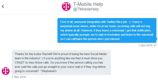 Zástupca zákazníckeho servisu T-Mobile bol schopný so mnou komunikovať jedna k jednej a nulovo sa spojiť s mojím problémom.