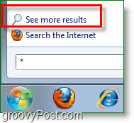 Snímka obrazovky systému Windows 7 - zobraziť ďalšie výsledky