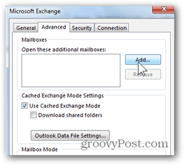 Pridať poštovú schránku Outlook 2013 - Kliknite na položku Spresniť, Pridať