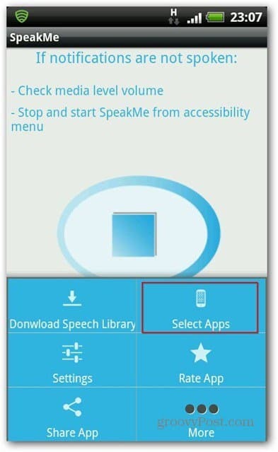 SpeakMe pre vybrané aplikácie pre Android