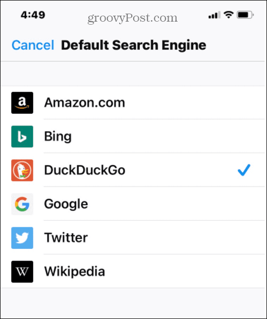 Firefox vyberie predvolený zoznam vyhľadávania