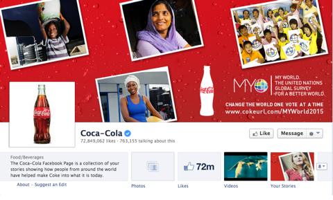 facebook stránka s coca colou