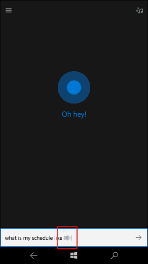 Animácia počúvania Cortana
