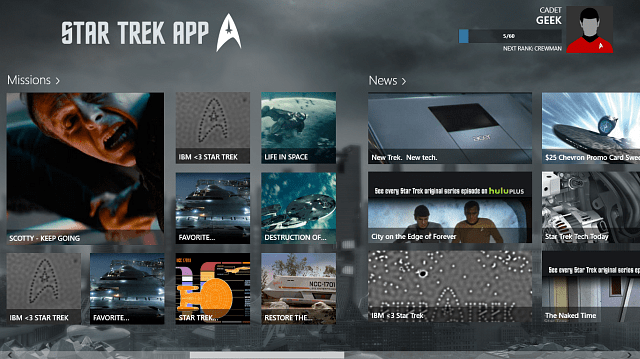 Star Trek App Windows Store