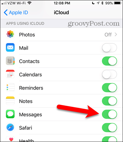 Zapnite Správy v aplikácii iCloud v systéme iOS
