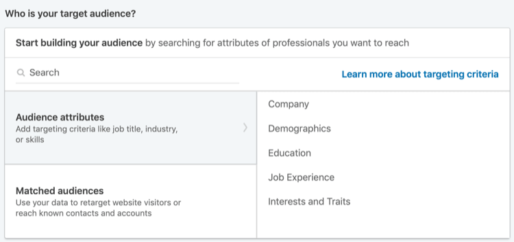 atribúty publika pre reklamy LinkedIn