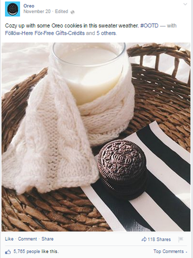 oreo hashtag facebook post