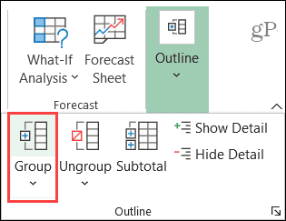 Zoskupujte stĺpce a riadky v programe Excel v systéme Windows