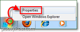 ako otvoriť vlastnosti ponuky Štart v systéme Windows 7 