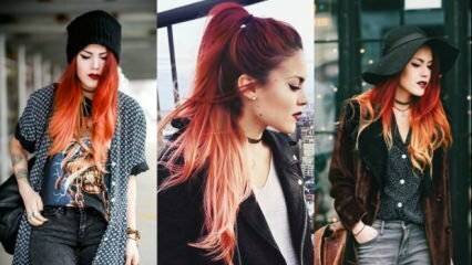 Karmínovo oranžová ombre vlasová móda