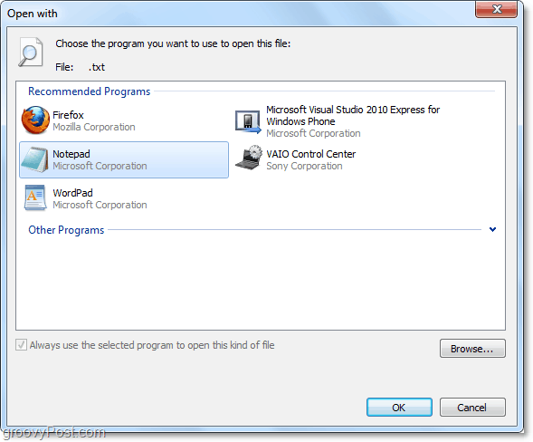 otvorená ponuka v systéme Windows 7