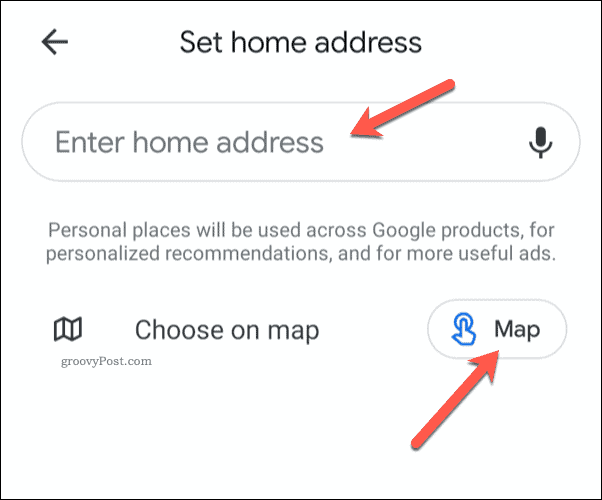 Nastavenie adresy domova v Mapách Google v mobile