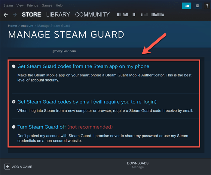 Správa Steam Guard v systéme Windows 10