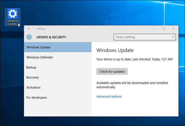 Odkaz na aktualizáciu systému Windows
